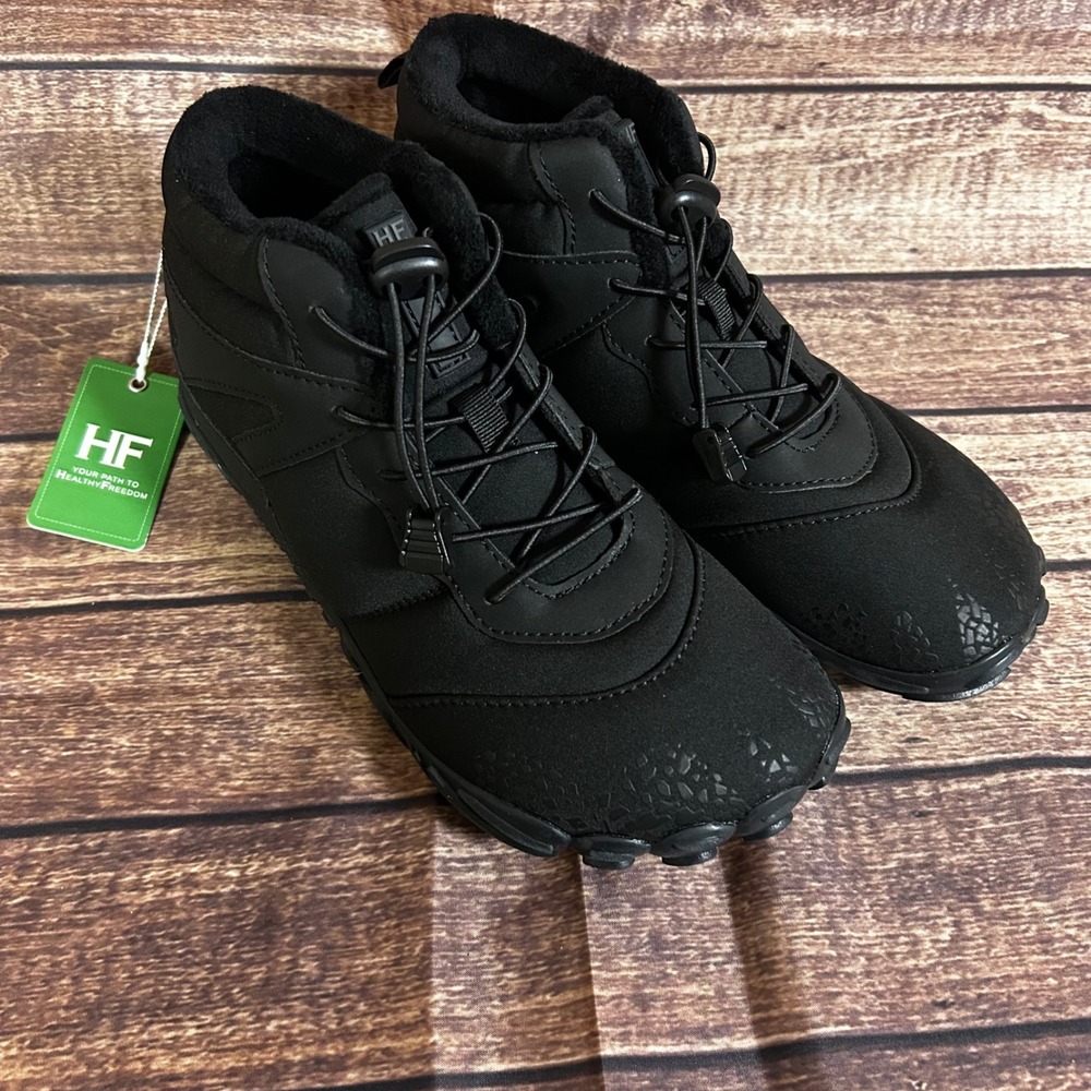 Healthy Freedom HF Barefoot Winter Boots Black Fleece Lined Wide Toe Box Size 40